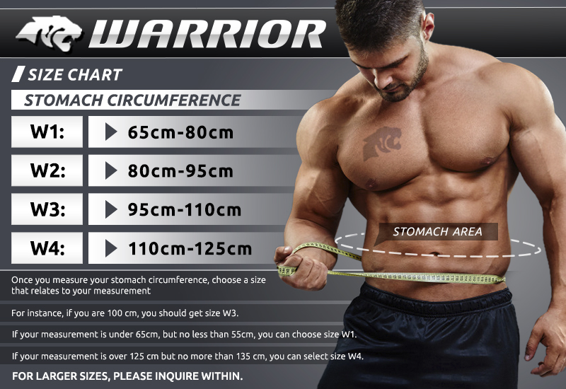 Size Chart MASKATEER Warrior Mens Sports Belt